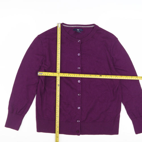 Gap Womens Purple Cotton Crew Neck Button Cardigan Size M