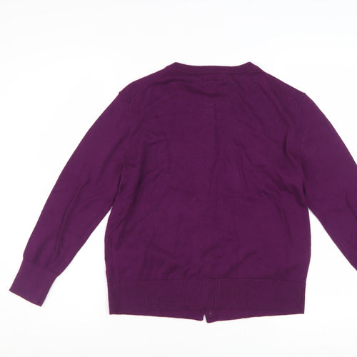 Gap Womens Purple Cotton Crew Neck Button Cardigan Size M