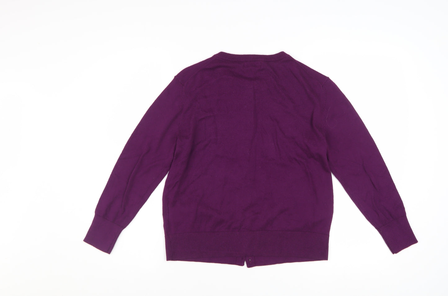 Gap Womens Purple Cotton Crew Neck Button Cardigan Size M