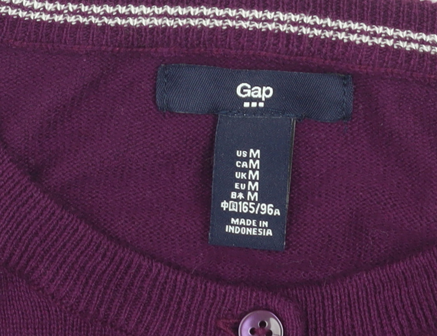 Gap Womens Purple Cotton Crew Neck Button Cardigan Size M