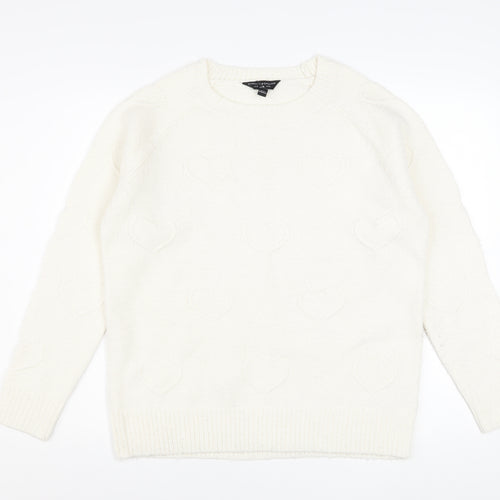 Dorothy Perkins Women’s Ivory Heart Knit Pullover Jumper UK 10