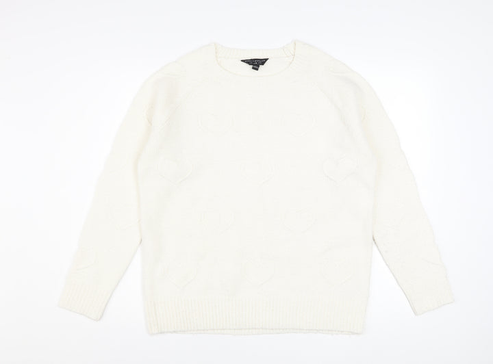 Dorothy Perkins Women’s Ivory Heart Knit Pullover Jumper UK 10