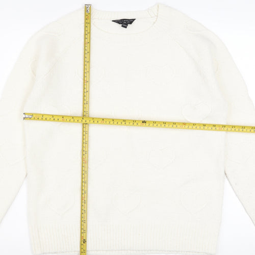 Dorothy Perkins Women’s Ivory Heart Knit Pullover Jumper UK 10