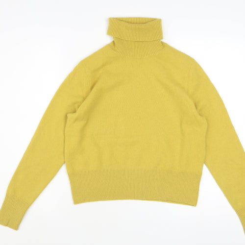 Pure Collection Women Yellow Cashmere Roll Neck Jumper Size 14