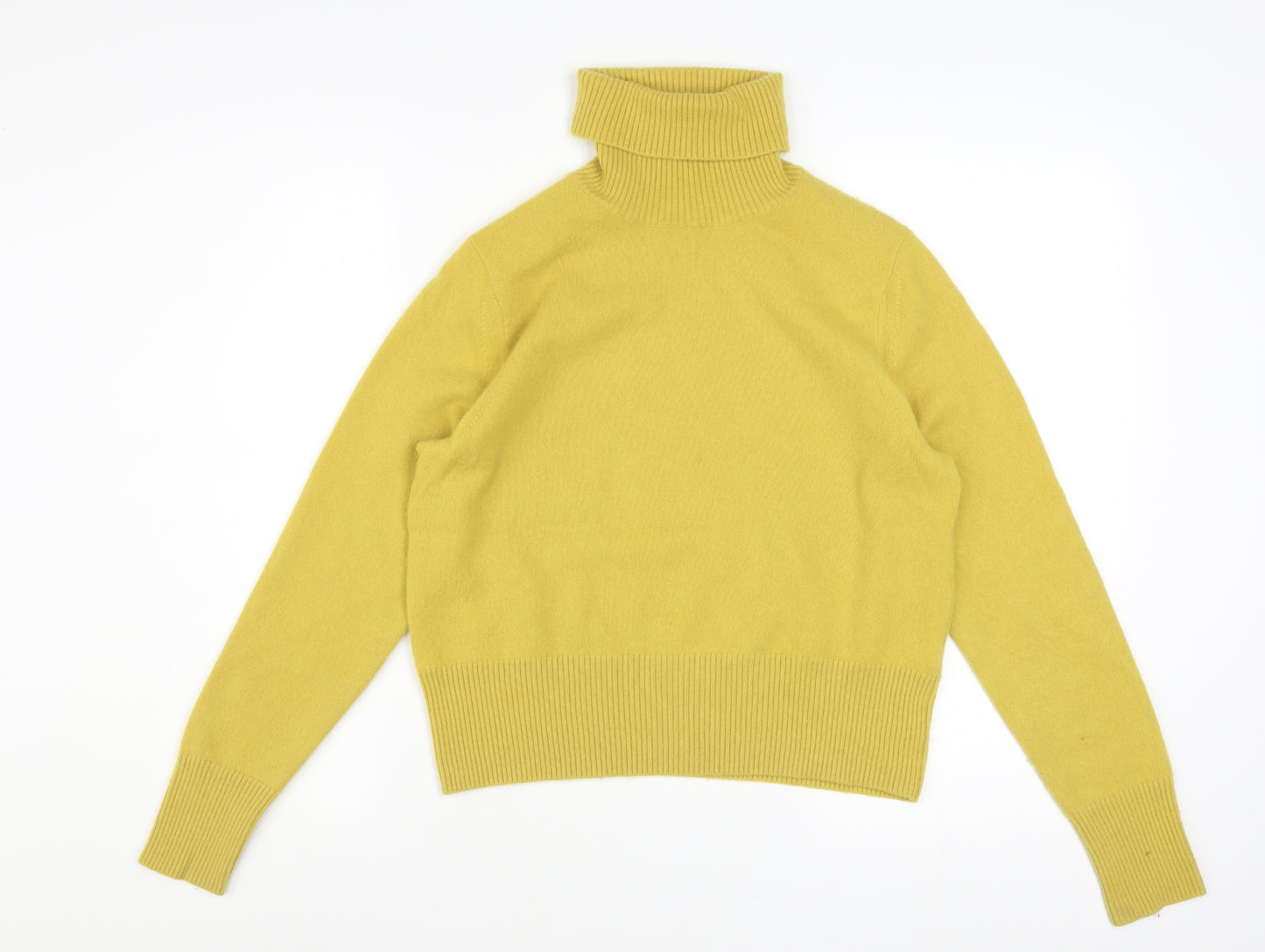 Pure Collection Women Yellow Cashmere Roll Neck Jumper Size 14