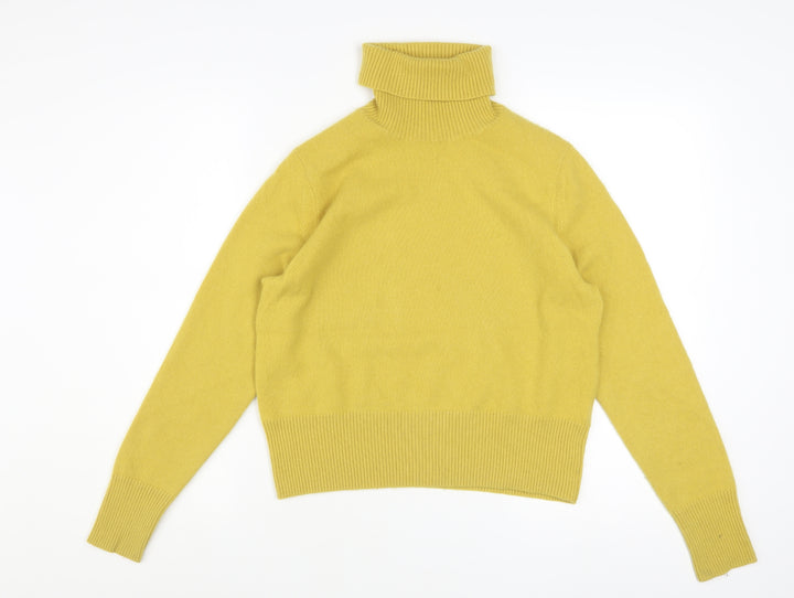 Pure Collection Women Yellow Cashmere Roll Neck Jumper Size 14