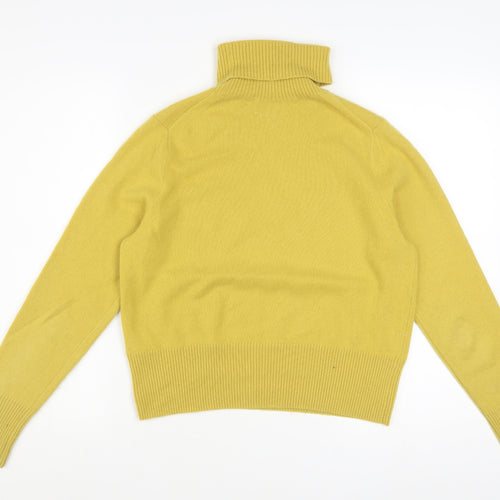 Pure Collection Women Yellow Cashmere Roll Neck Jumper Size 14