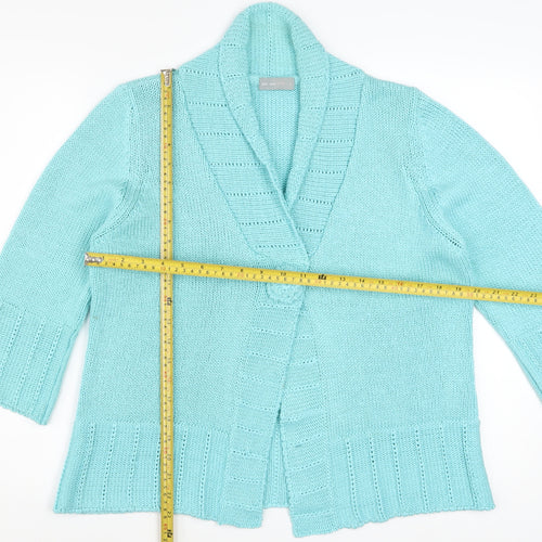 Marks and Spencer Women Blue Cardigan L Knit Acrylic 3/4 Sleeve