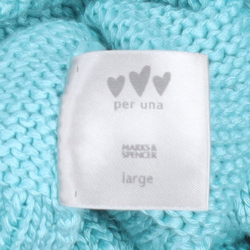Marks and Spencer Women Blue Cardigan L Knit Acrylic 3/4 Sleeve