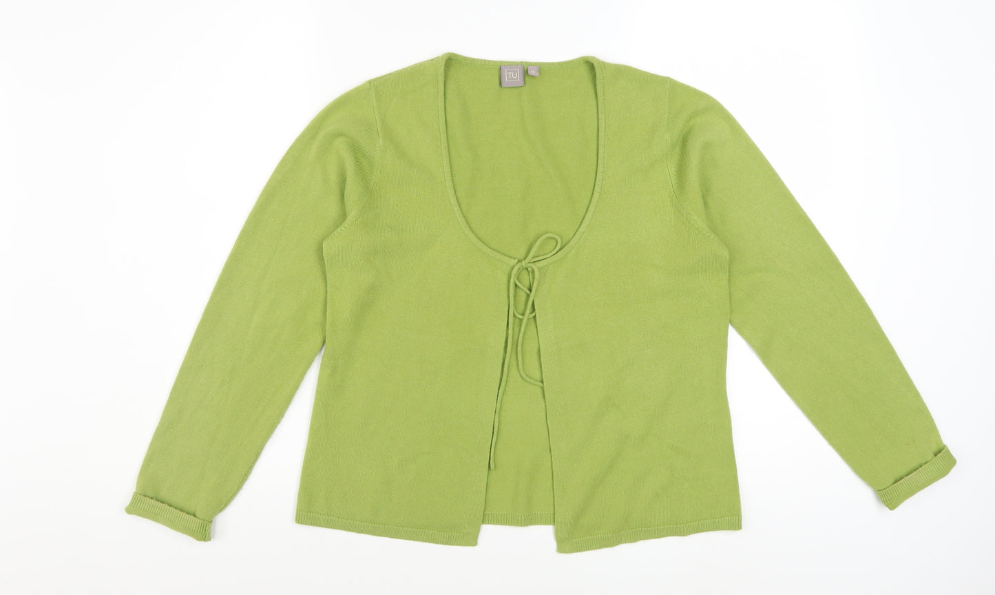 TU Women’s Green Long Sleeve Tie Front Cardigan Size 14