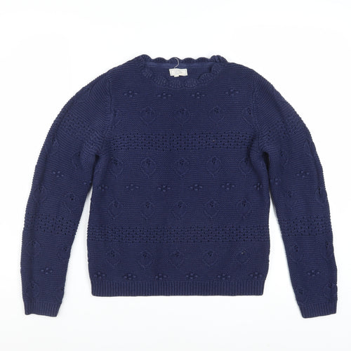 Fat Face Women's Blue Cotton Chunky Knit Jumper Size 8