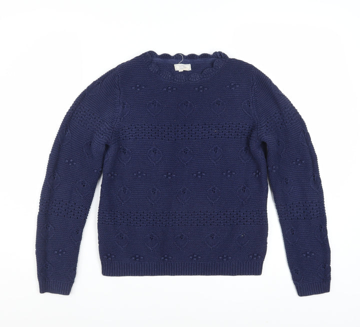 Fat Face Women's Blue Cotton Chunky Knit Jumper Size 8