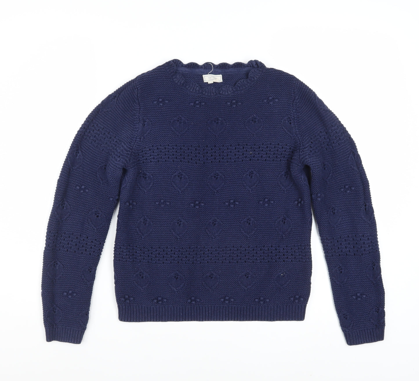 Fat Face Women's Blue Cotton Chunky Knit Jumper Size 8