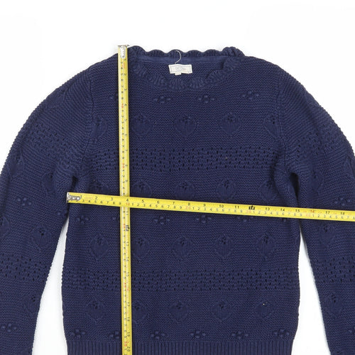Fat Face Women's Blue Cotton Chunky Knit Jumper Size 8