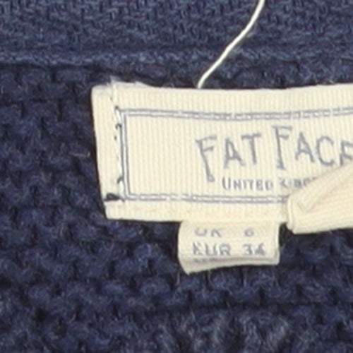 Fat Face Women's Blue Cotton Chunky Knit Jumper Size 8