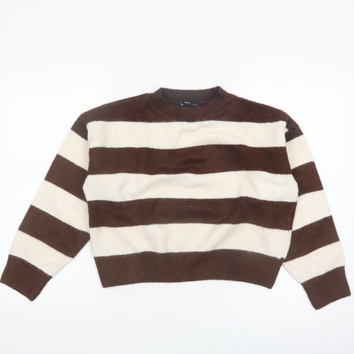 Mango Women Brown Stripe Knit Pullover Jumper XS