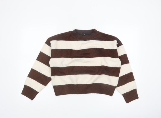 Mango Women Brown Stripe Knit Pullover Jumper XS