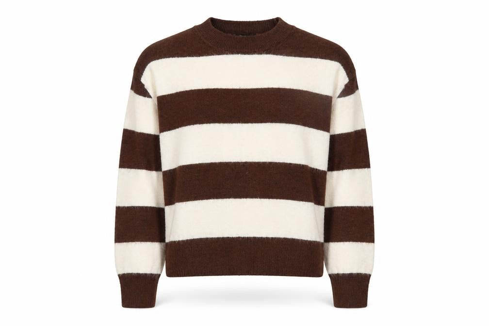 Mango Women Brown Stripe Knit Pullover Jumper XS