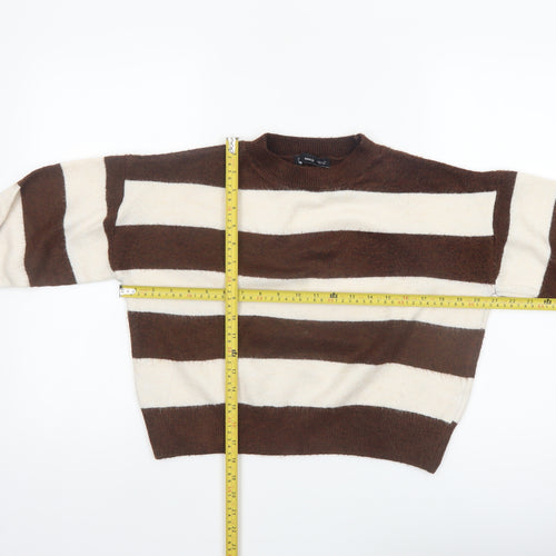 Mango Women Brown Stripe Knit Pullover Jumper XS