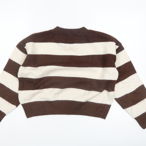 Mango Women Brown Stripe Knit Pullover Jumper XS