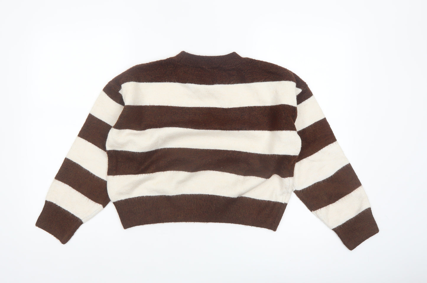 Mango Women Brown Stripe Knit Pullover Jumper XS