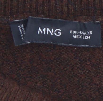 Mango Women Brown Stripe Knit Pullover Jumper XS