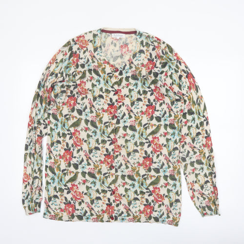 Tulchan Womens Multicoloured XXL Floral Bird Print Cardigan