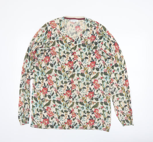 Tulchan Womens Multicoloured XXL Floral Bird Print Cardigan
