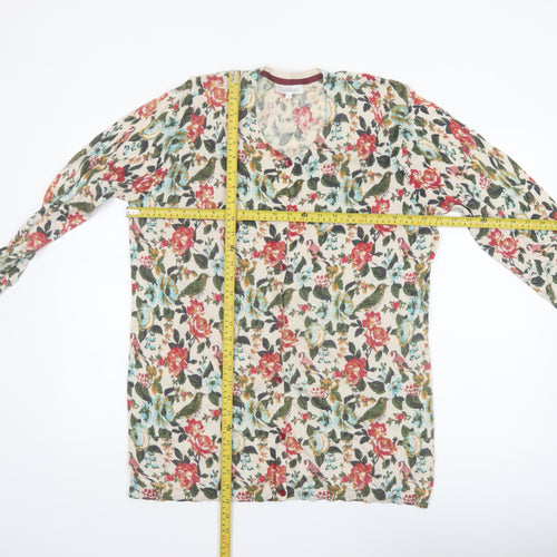 Tulchan Womens Multicoloured XXL Floral Bird Print Cardigan