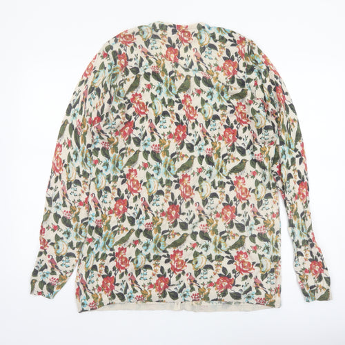 Tulchan Womens Multicoloured XXL Floral Bird Print Cardigan
