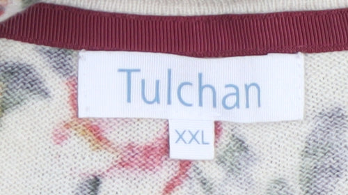 Tulchan Womens Multicoloured XXL Floral Bird Print Cardigan