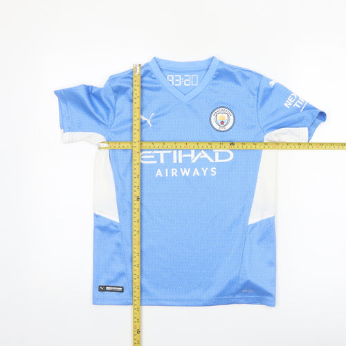 Puma Boys Blue Manchester City Football Jersey 11-12 Years Short Sleeve