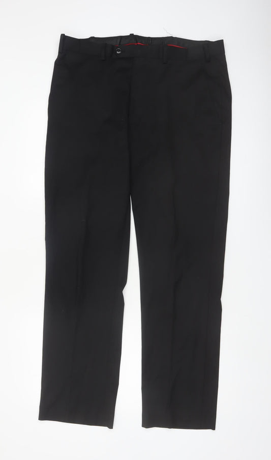 Alfani Men's Black Slim Fit Dress Trousers 36x32 Polyester Blend