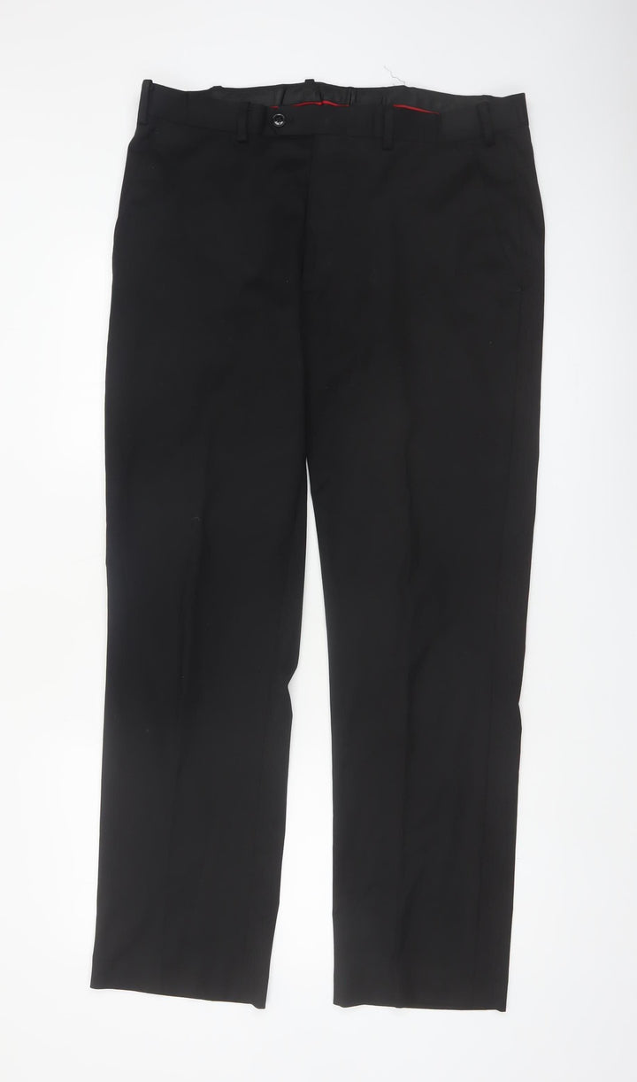 Alfani Men's Black Slim Fit Dress Trousers 36x32 Polyester Blend