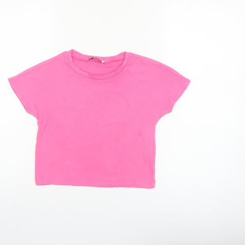 Zara Women's Pink Basic Short Sleeve T-Shirt Size 8 Viscose Blend