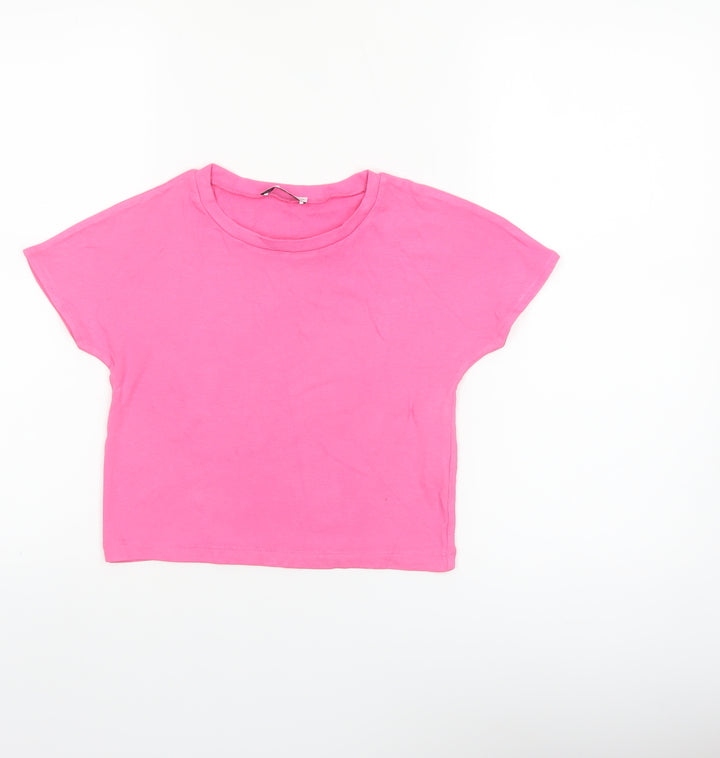 Zara Women's Pink Basic Short Sleeve T-Shirt Size 8 Viscose Blend