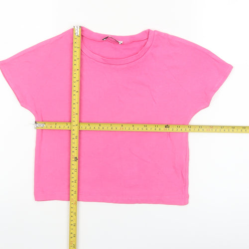 Zara Women's Pink Basic Short Sleeve T-Shirt Size 8 Viscose Blend