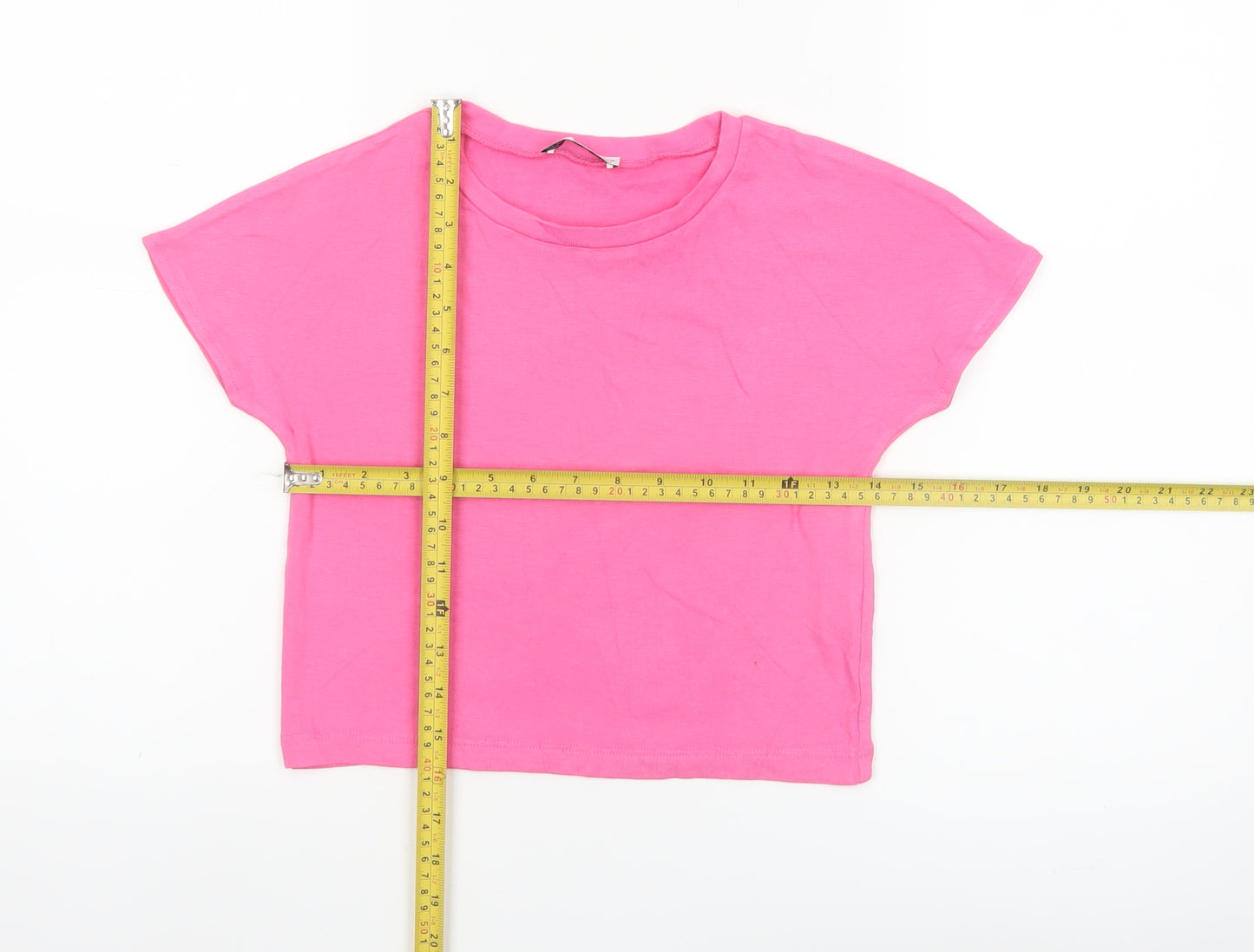 Zara Women's Pink Basic Short Sleeve T-Shirt Size 8 Viscose Blend