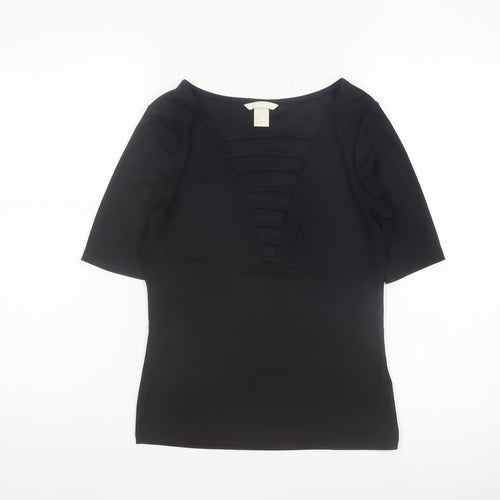 H&M Women’s Black Short Sleeve V-Neck Stretch Blouse Size S