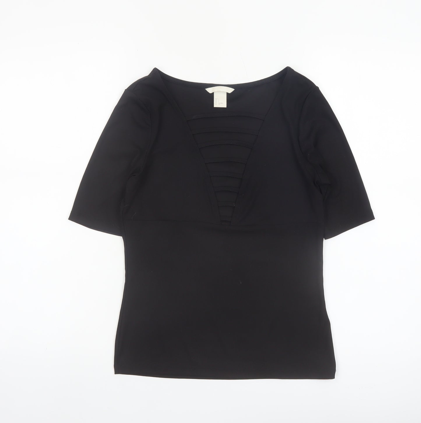 H&M Women’s Black Short Sleeve V-Neck Stretch Blouse Size S