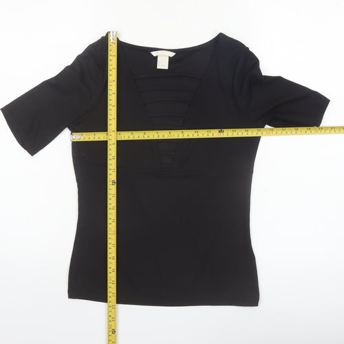 H&M Women’s Black Short Sleeve V-Neck Stretch Blouse Size S