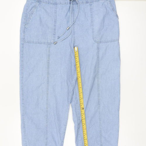 Isle Essentials Women’s Blue Cotton Cropped Trousers Size 16
