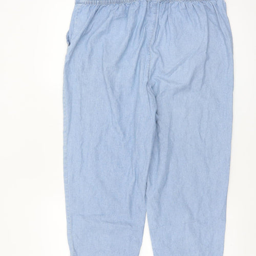 Isle Essentials Women’s Blue Cotton Cropped Trousers Size 16