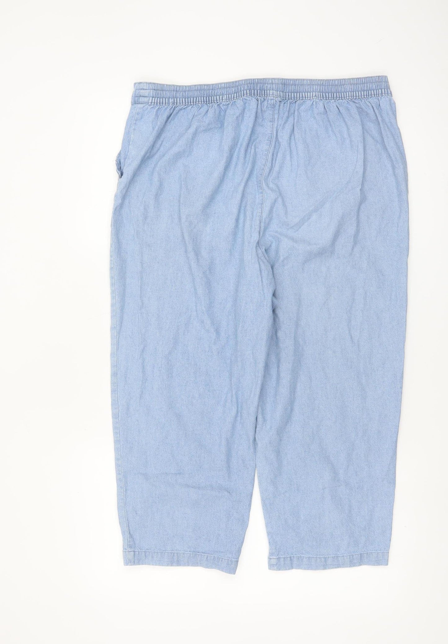 Isle Essentials Women’s Blue Cotton Cropped Trousers Size 16