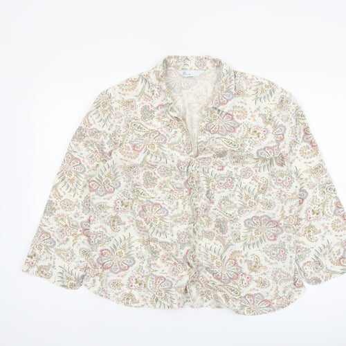 BHS Women’s Multicoloured Floral Cotton Long Sleeve Blouse Size 20