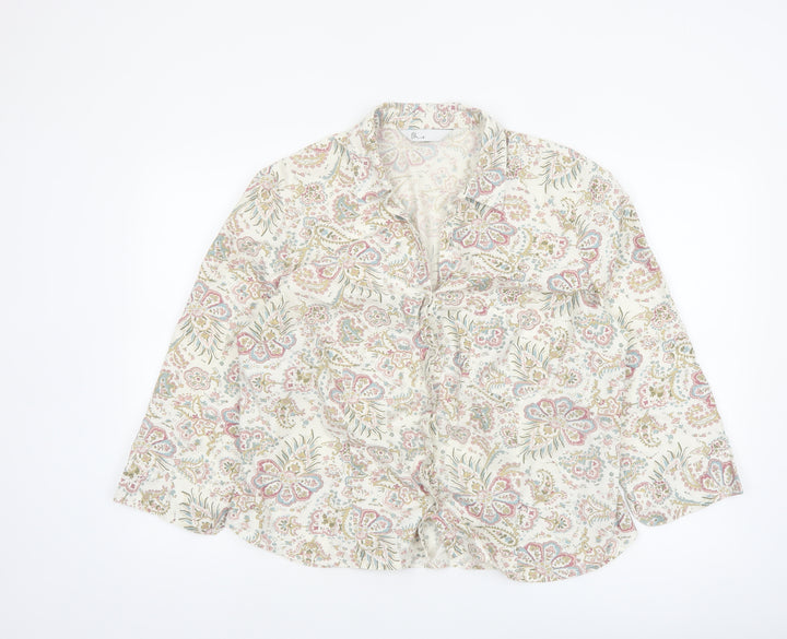 BHS Women’s Multicoloured Floral Cotton Long Sleeve Blouse Size 20