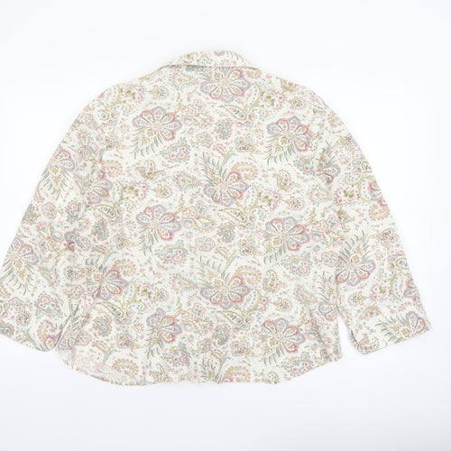 BHS Women’s Multicoloured Floral Cotton Long Sleeve Blouse Size 20