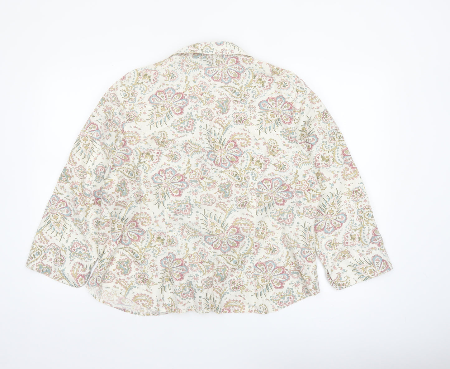 BHS Women’s Multicoloured Floral Cotton Long Sleeve Blouse Size 20