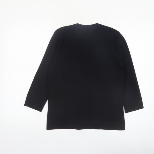 Berkertex Women Black Floral Embroidered Knit Cardigan Size 14