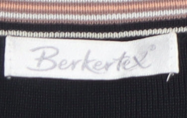 Berkertex Women Black Floral Embroidered Knit Cardigan Size 14